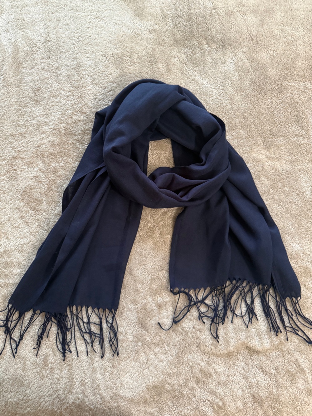 NWOT Navy Fringe Scarf
